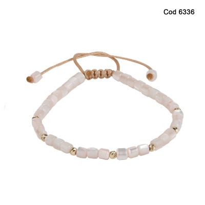 Bratara Kadras cu bile din aur 14k si pietre sidef