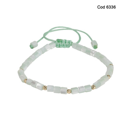 Bratara Kadras cu bile din aur 14k si pietre sidef