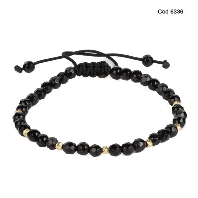 Bratara Kadras cu bile din aur 14k cu pietre onix