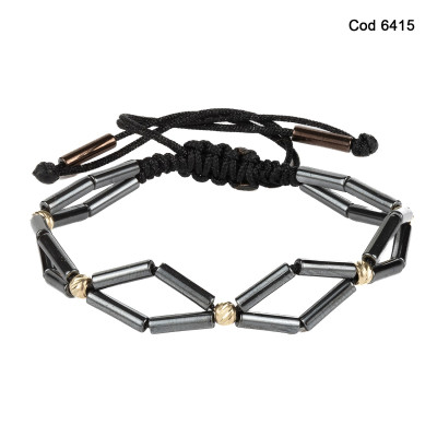 Bratara Kadras cu bile din aur 14k si pietre hematit