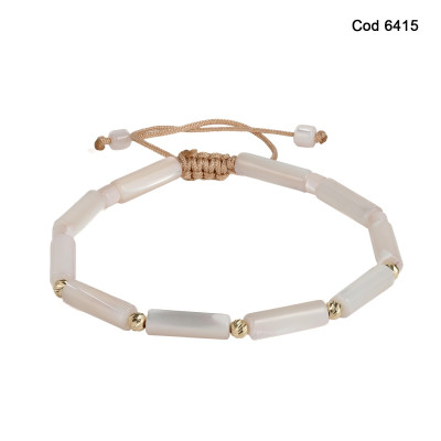 Bratara Kadras cu bile din aur 14k si pietre de sidef