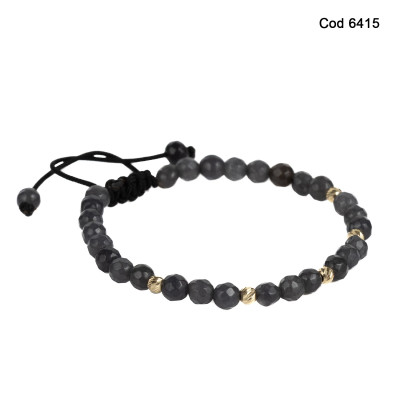 Bratara Kadras cu pietre jad si  bile din aur 14k 