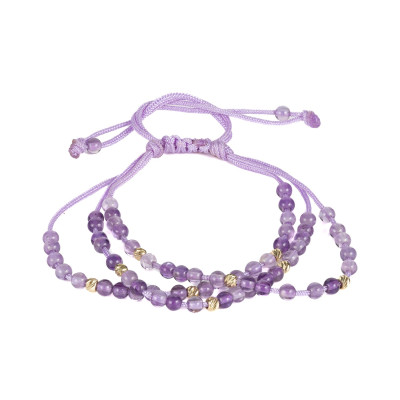 Bratara Kadras cu pietre ametist si bile din aur de14k