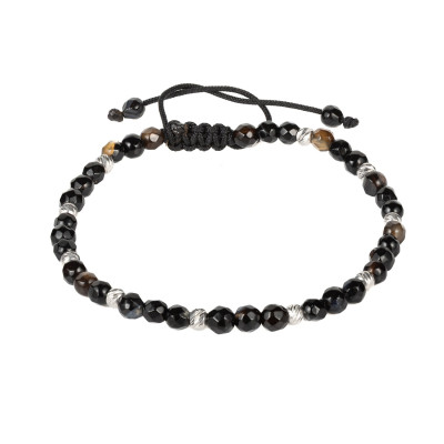 Bratara Kadras snur cu pietre agat si bile din argint 925