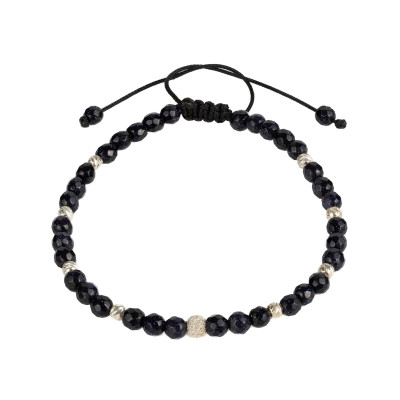 Bratara Kadras cu pietre onix bile si element central din argint 925