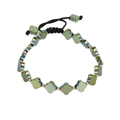 Bratara Kadras cu pietre hematit si bile din aur 14k