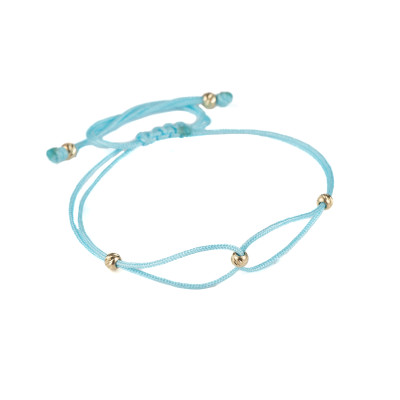 Bratara Kadras snur cu bilute din aur-turcoaz
