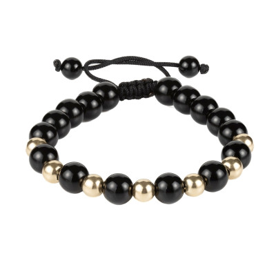 Bratara Kadras cu pietre onix cu bilute din aur 14k