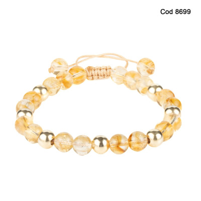 Bratara Kadras cu pietre citrin si bile din aur 14k