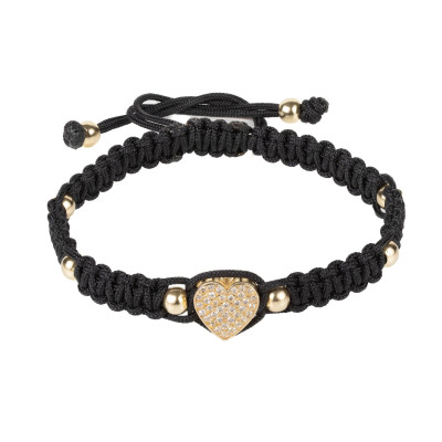 Bratara Kadras snur cu element central cu zirconiu si bile din aur 14k