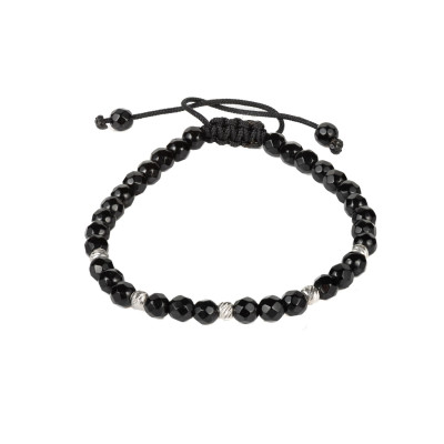 Bratara Kadras snur cu pietre onix si bile din argint 925