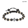 Bratara Kadras cu pietre onix de 6mm,bile de 4mm  de 14k si element central cruce din hematit