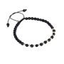 Bratara snur cu pietre din onix si 10 bile din argint 925