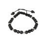Bratara snur cu pietre din onix si 7 bile din argint 925
