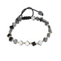 Bratara Kadras cu pietre hematit  si bile din aur de 14k