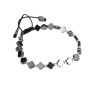 Bratara Kadras cu pietre hematit  si bile din aur de 14k